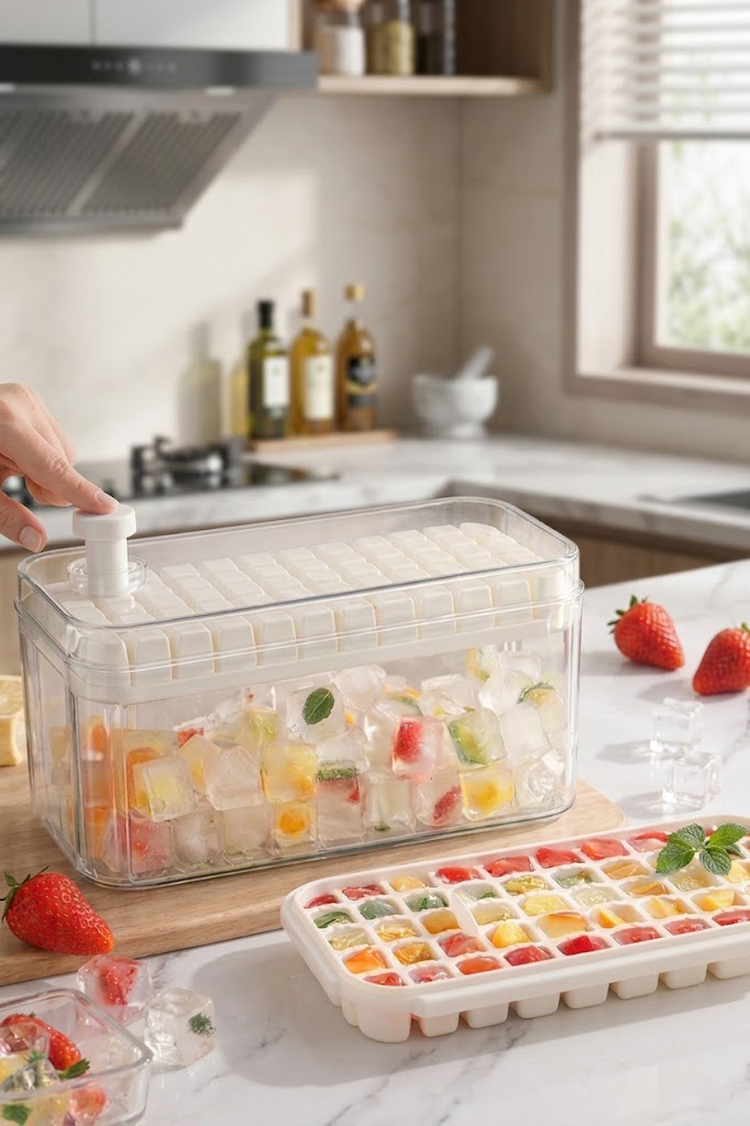 Helionixxcosh® Press Ice Cube Tray with Scoop