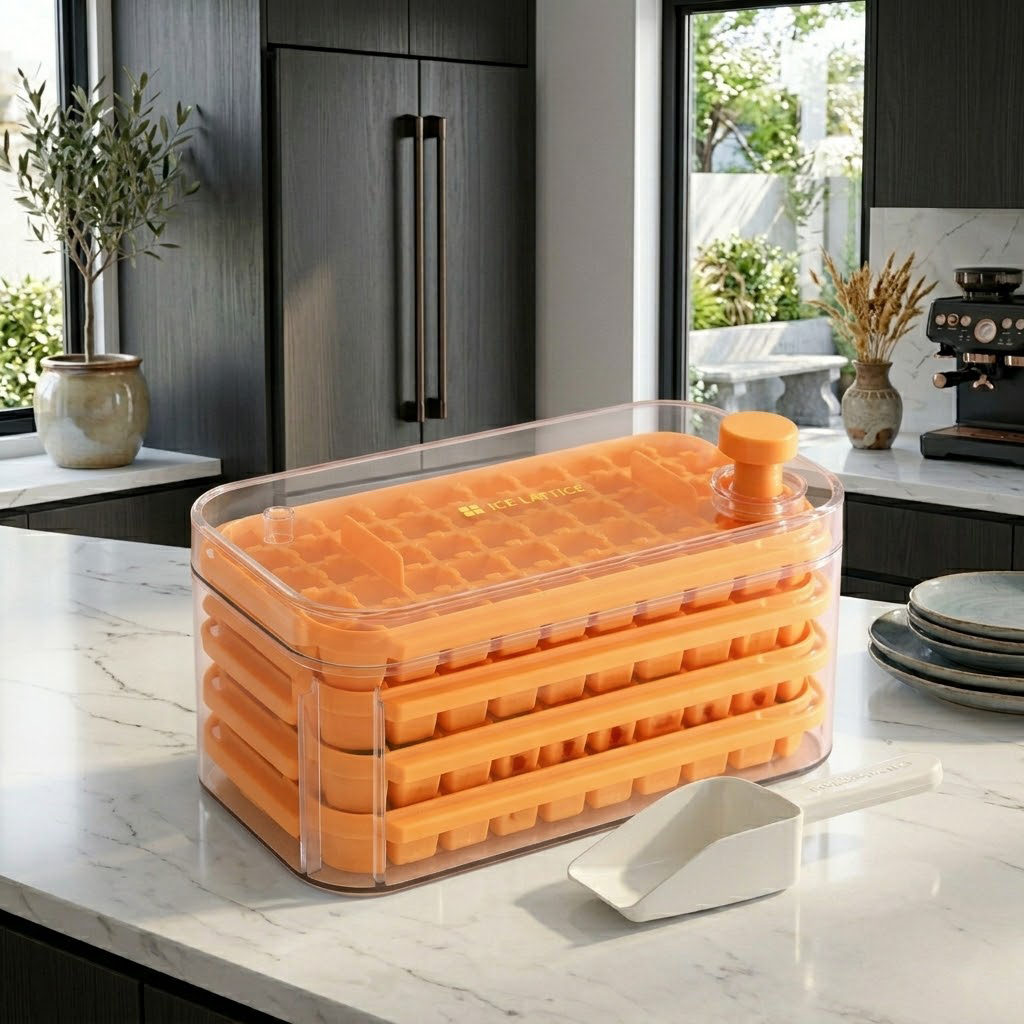 Helionixxcosh® Press Ice Cube Tray with Scoop