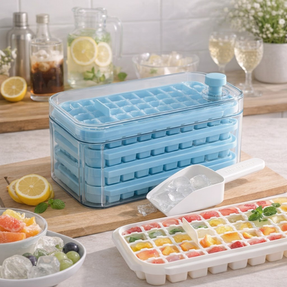 Helionixxcosh® Press Ice Cube Tray with Scoop